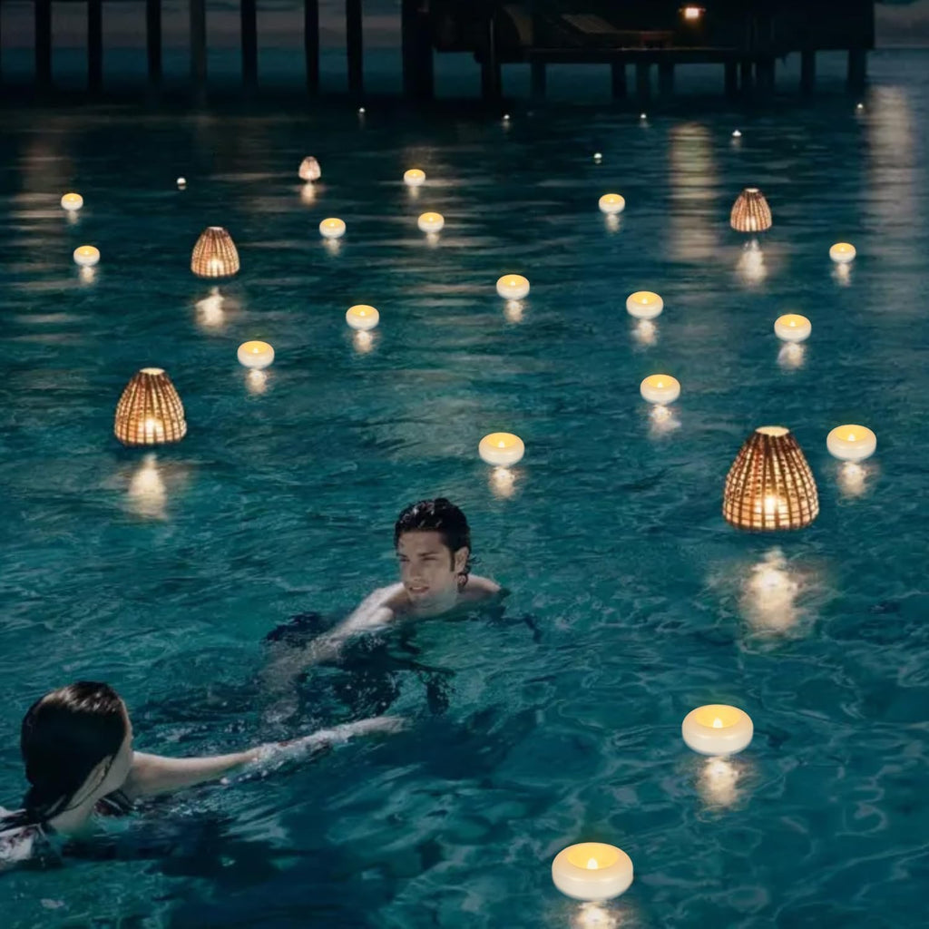 Flameless LED Floating Candles, 48 Pack 3" Waterproof Water Activated Candles, Auto On/Off, 120+ Hours Long Lasting Warm White Flickering Lights for Pool, Bathtub, Wedding & Party Decor