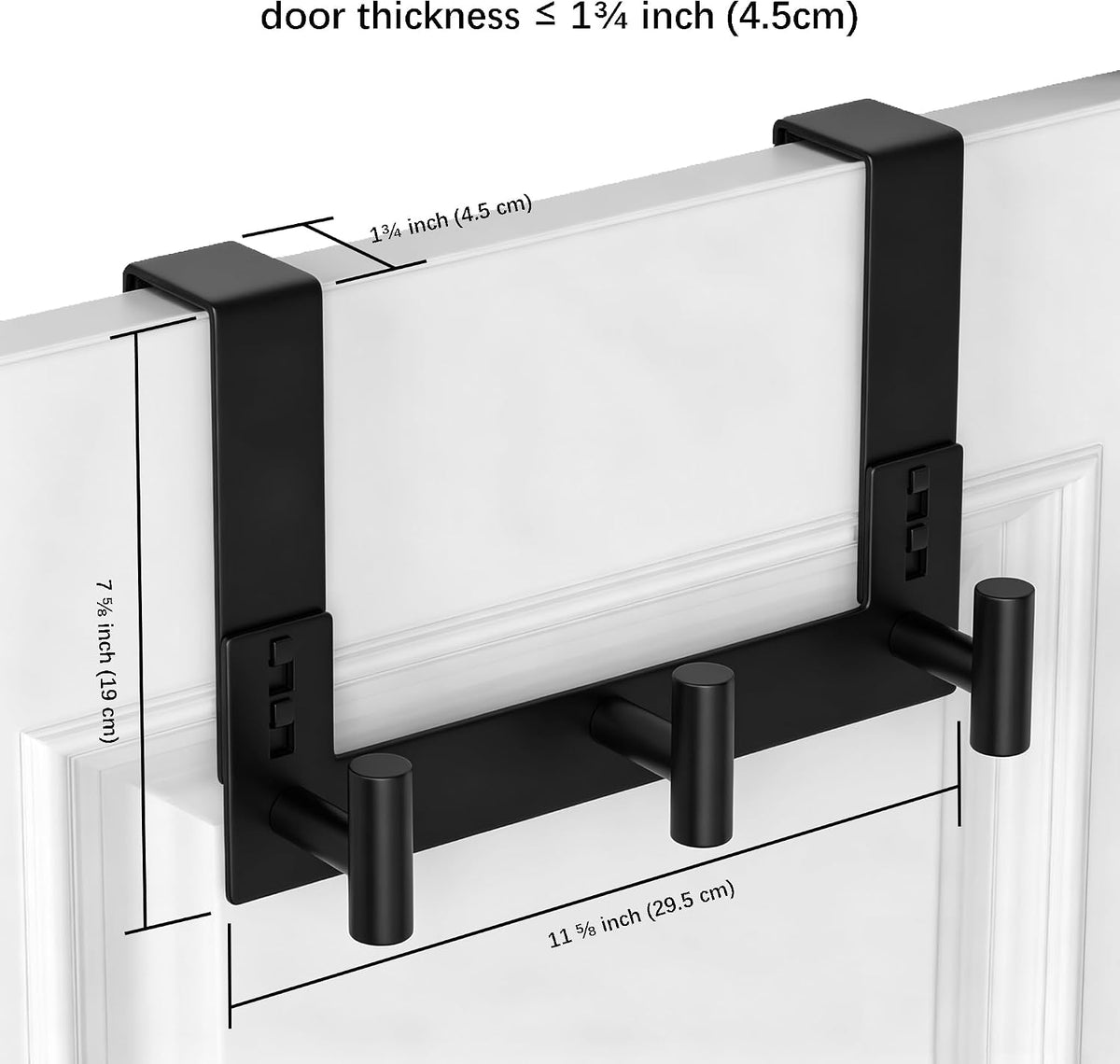 WUIVIUT Over The Door Hooks, Coat Rack Over The Door Heavy Duty Towel Rack Clothes Hanger for Bathroom liveroom Kitchen (3 Hook, Fits 1-3/4'' Thick)