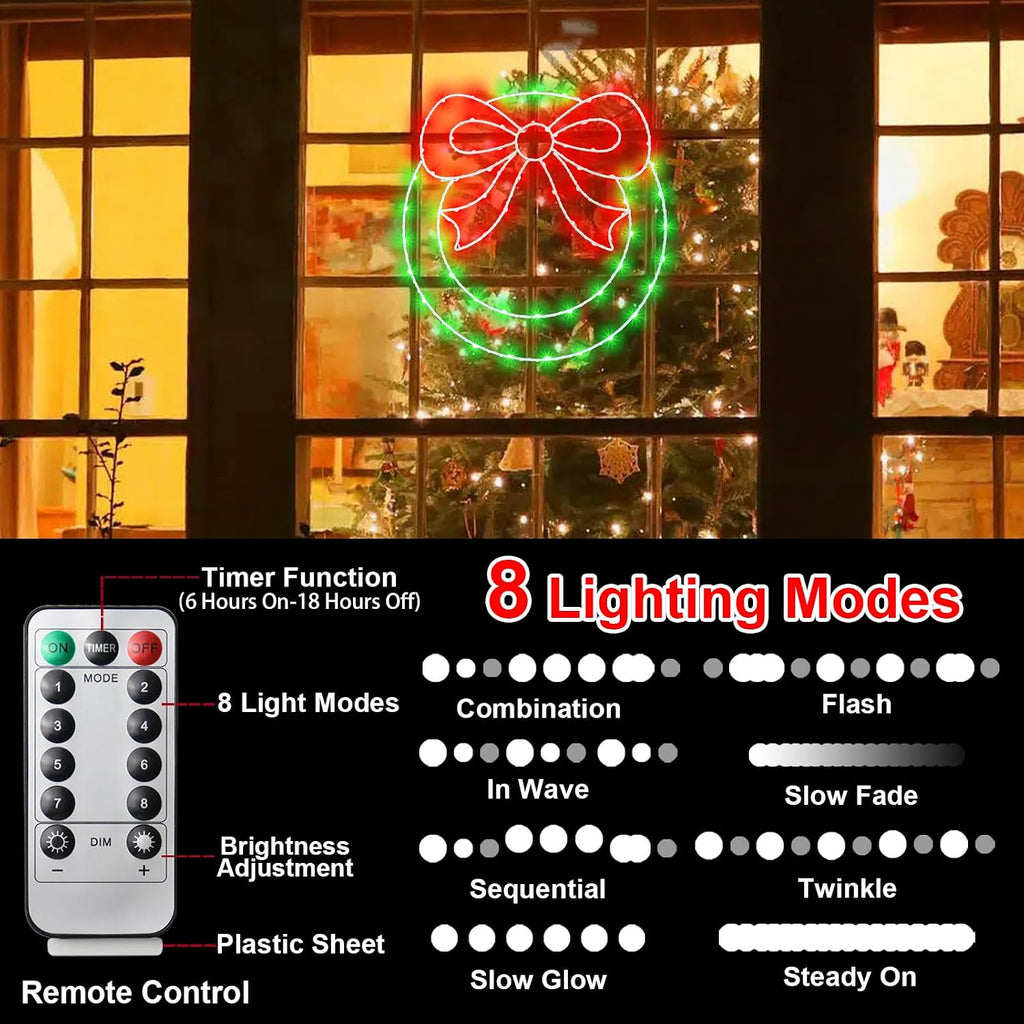Zimati 2 Pack Christmas Window Lights Decorations 14 inch Wreath Silhouette