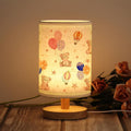 WSYEAR Bear Kids Table Lamp for Bedroom Kids Bedside Lamp with Linen Wooden Nightstand Cartoon Nursery Lampshade for Girls Boys Living Room