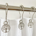 Tree of Life Shower Curtain Hooks Set of 12, Rust Proof Shower Curtain Rings for Bathroom, Metal Decorative Shower Curtain Hangers Bathroom Accessories