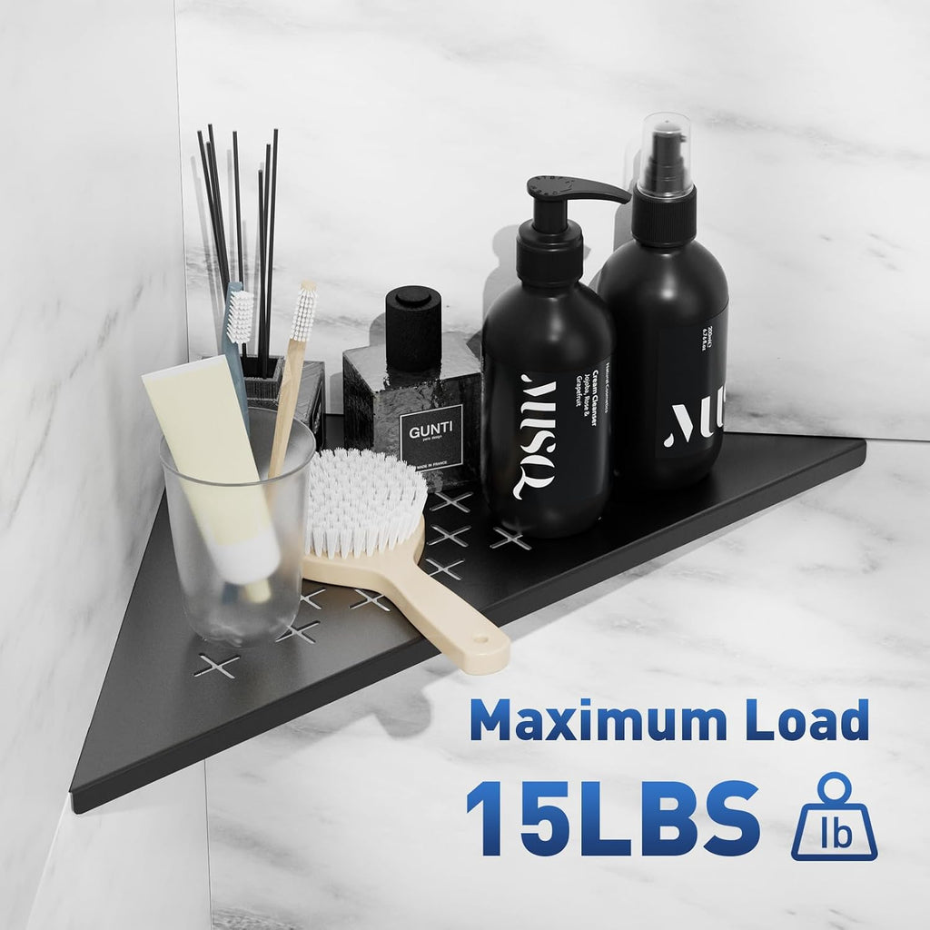 lives Shower Corner Shelf 2 Pack, 10-Inch 304 Stainless Steel, Black Cross