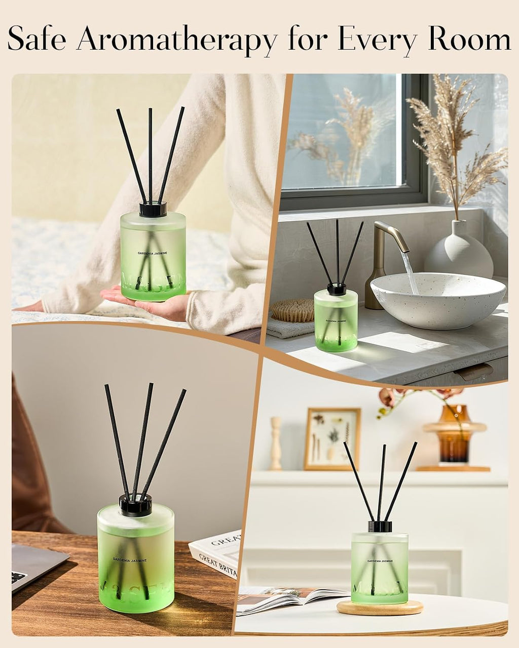 M&SENSE Reed Diffuser Set, Cedarwood, 17 oz Natural Essential Oil