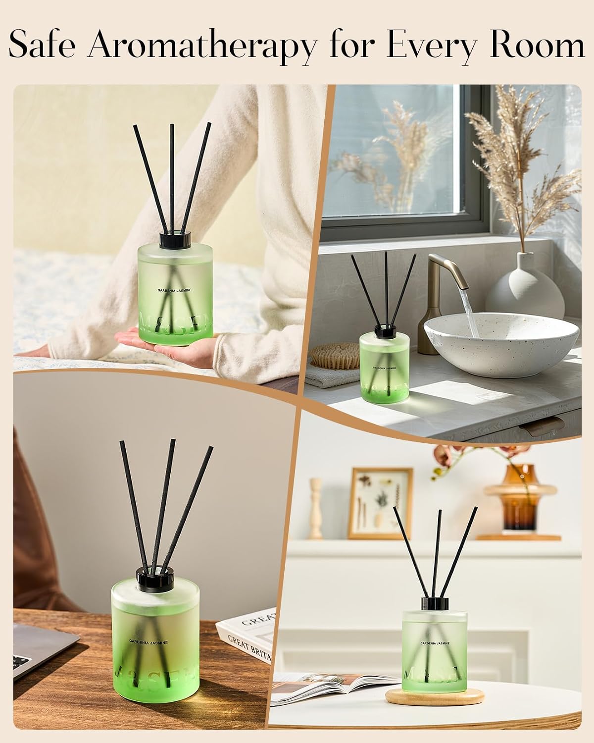 M&SENSE Reed Diffuser Set, Cedarwood, 17 oz Natural Essential Oil