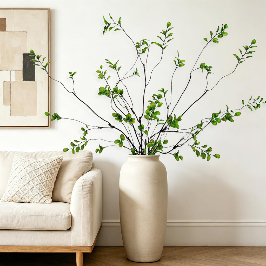 5 Pcs Artificial Ficus Branches for Vase, 38.5 Inch Faux Greenery Stems Realistic Flexible Faux Eucalyptus Stems Fake Plants for Office Home Tables Centerpieces Vase Filler Decoration