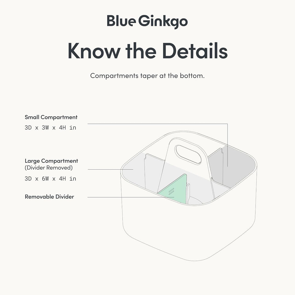 BLUE GINKGO Stackable Organizer Caddy, Square, Dark Grey, Made in Korea