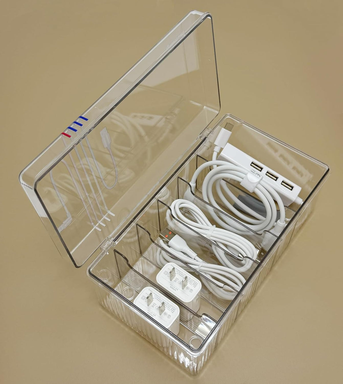 AgentMoon Clear Acrylic Cable Organizer Box with Lid, 1PCS