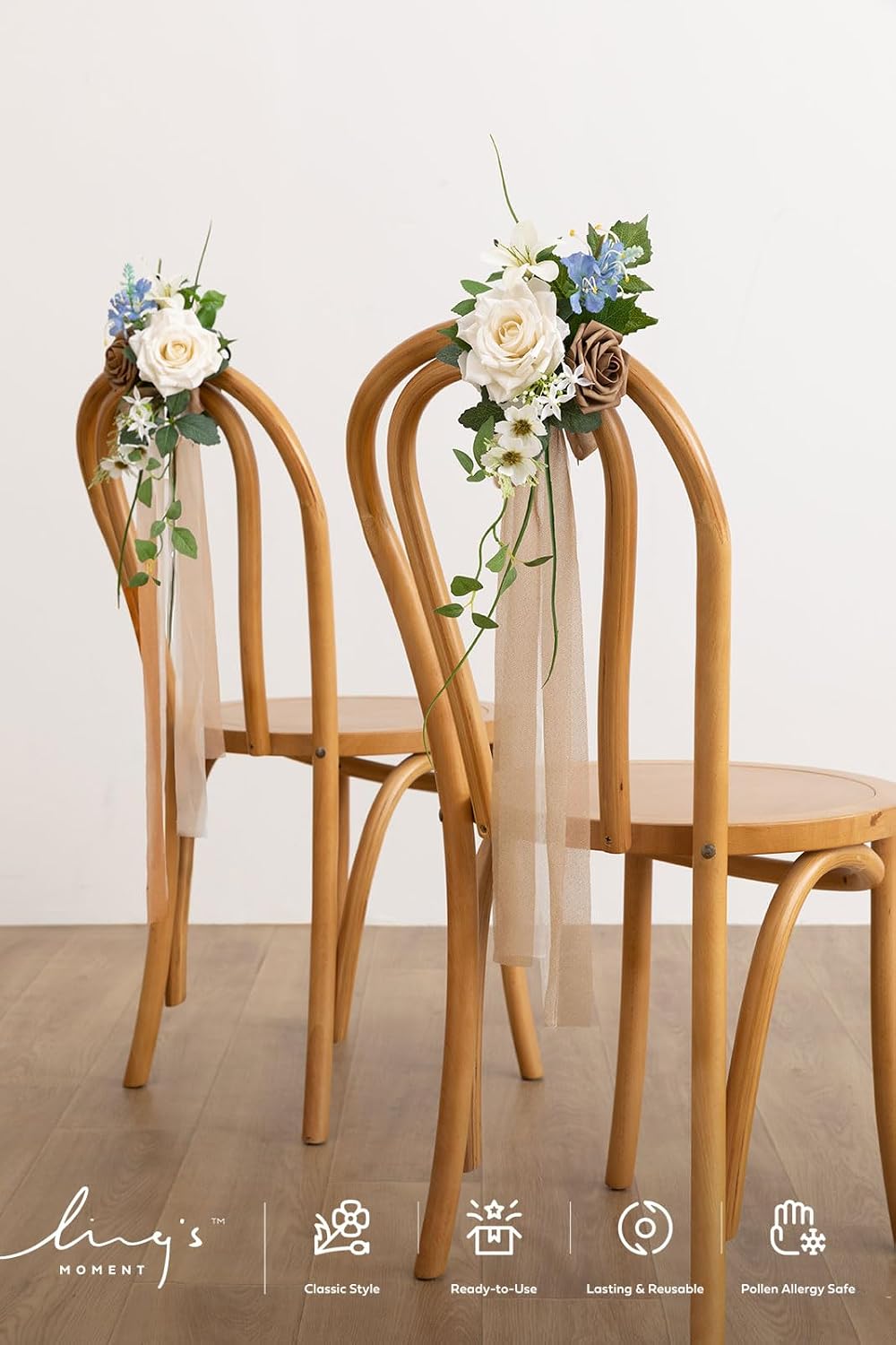 Ling's moment 8pcs Wedding Artificial Aisle Pew Flowers,Tawny Beige Brown