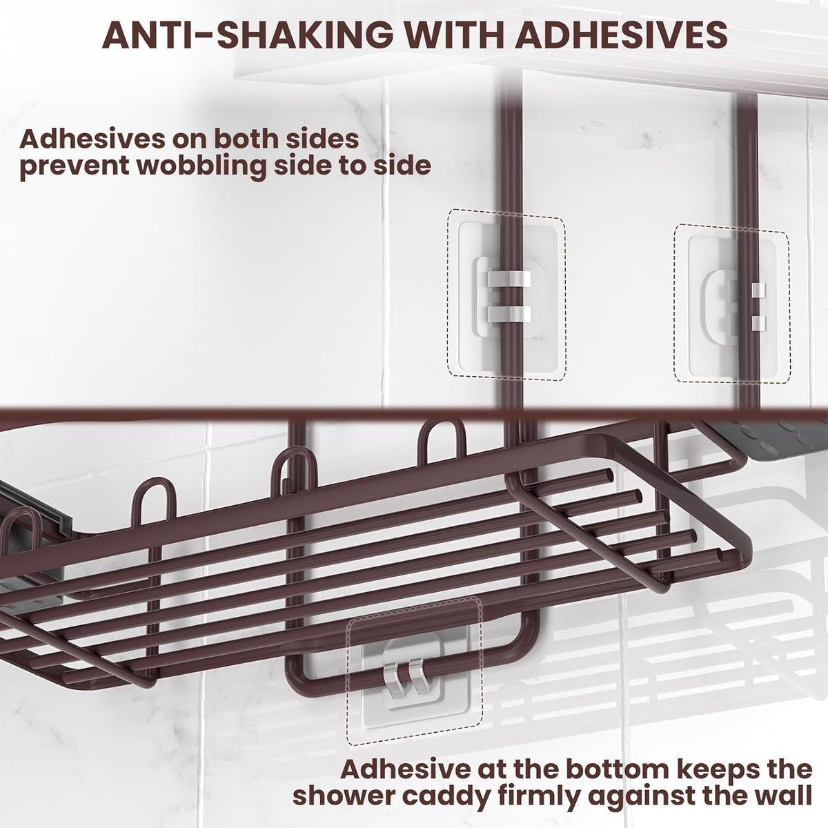 Rustproof Shower Caddy Hanging with Soap Holders for Bathroom, Bronze