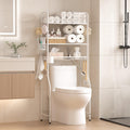 TETOTE Over the Toilet Storage Cabinet, 3-Tier White Bathroom Shelves Over Toilet with Toilet Paper Roll Holder, Freestanding Metal Rack