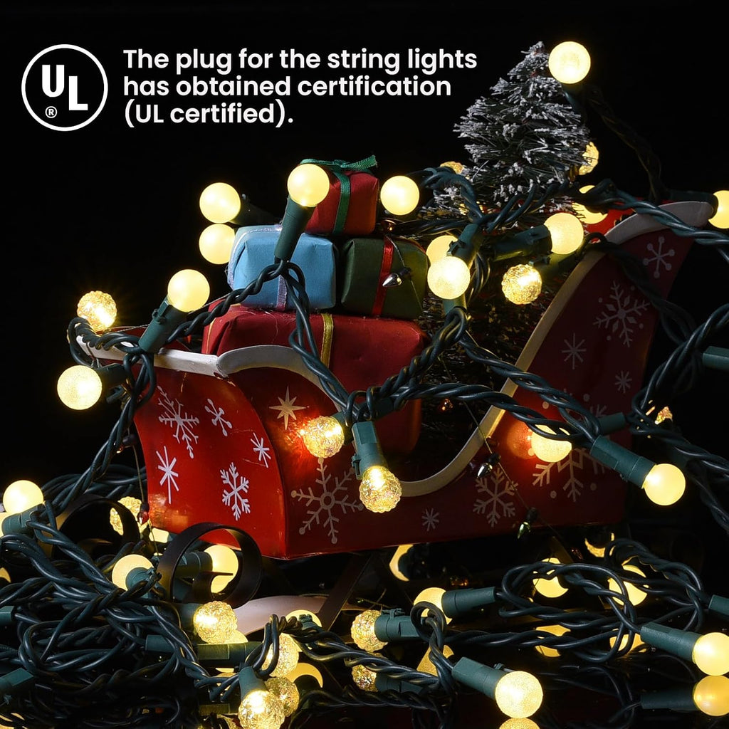 Globe String Lights, 300 LED Mix-Ball Fairy Lights Plug in UL Listed 100FT Christmas Tree Lights Christmas Outdoor Indoor Fairy Lights for Bedroom Tree Patio Party Garden Wedding, Warm White