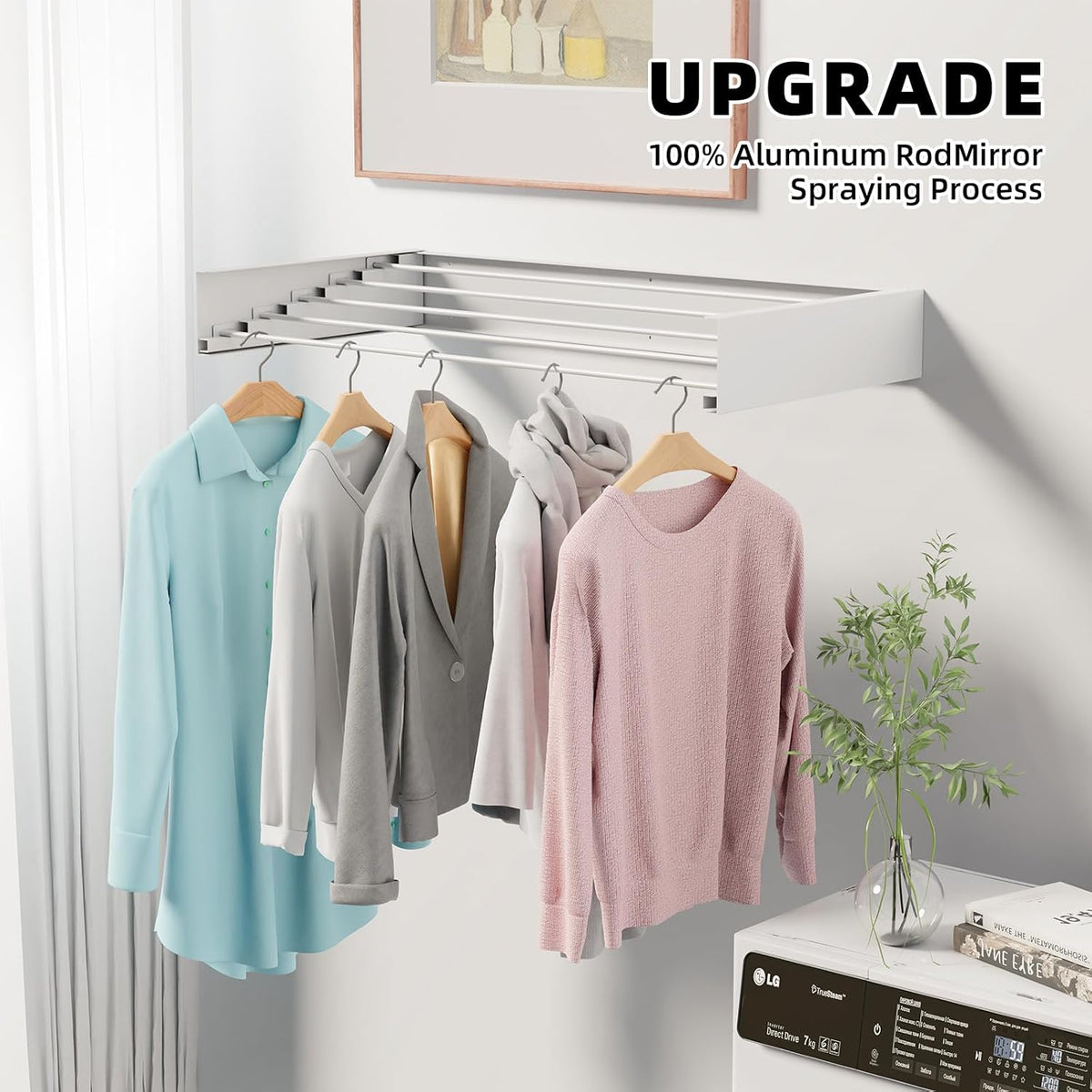 ZMBESUP Wall Mounted Drying Rack, 31.5-Inch Foldable Laundry Rack