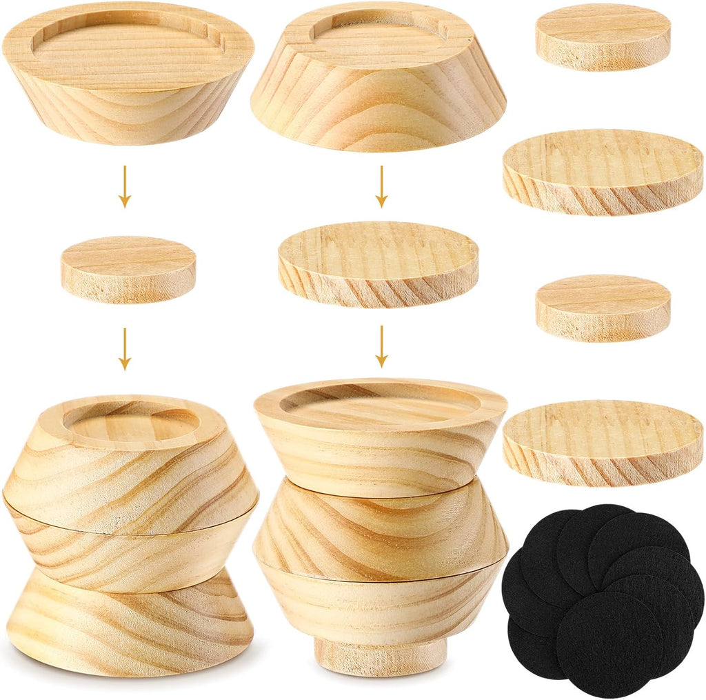 Novabright Set of 8 Solid Wood Furniture Risers Bed Risers Heavy Duty Round Furniture Height Extenders Lifts with Non-Slip Recessed Hole for Bed, Sofa, Chair, Table (1" Hight,Wood Color)