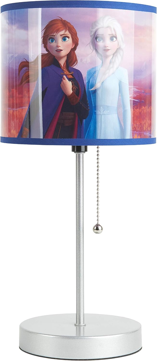 Frozen 2 Stick Table Kids Lamp with Pull Chain, Metal, Themed Printed Decorative Shade
