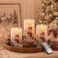 Raycare Christmas Real Wax Flameless LED Pillar Candles with Timer Remote