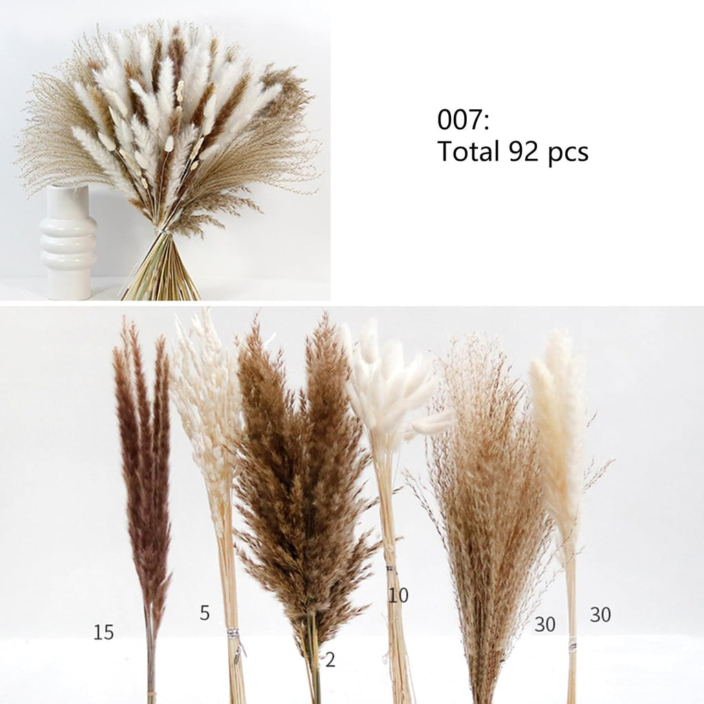 17" Tall Dried Pampas Grass & Bunny Tails & Reed Grass, Boho Floral Decor