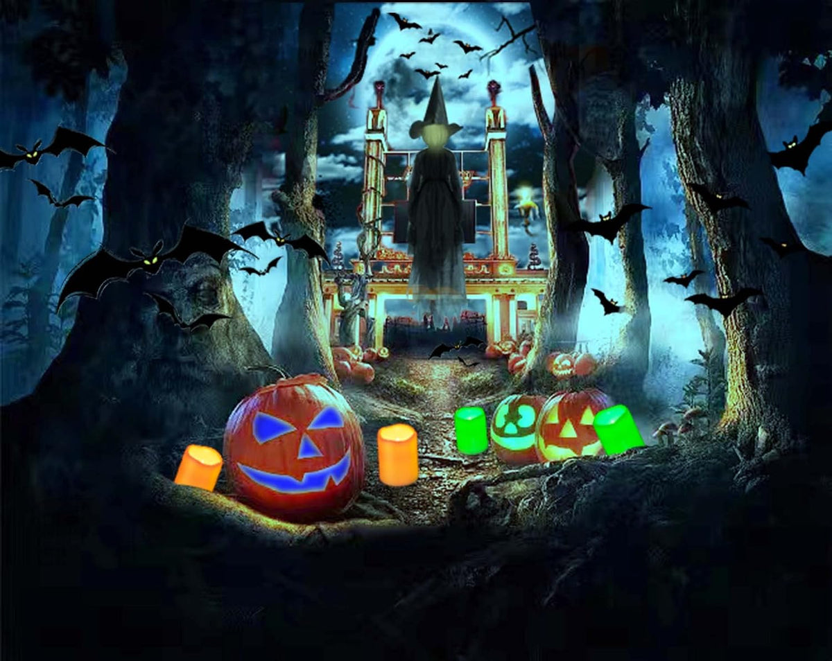 2 PCS 3" x 4" Multi-Color Flameless LED Pillar Candles with Remote Timer/Battery Operated Electric Flickering Plastic LED Fake Candle for Halloween Pumpkin Light Lantern Christmas Decorations