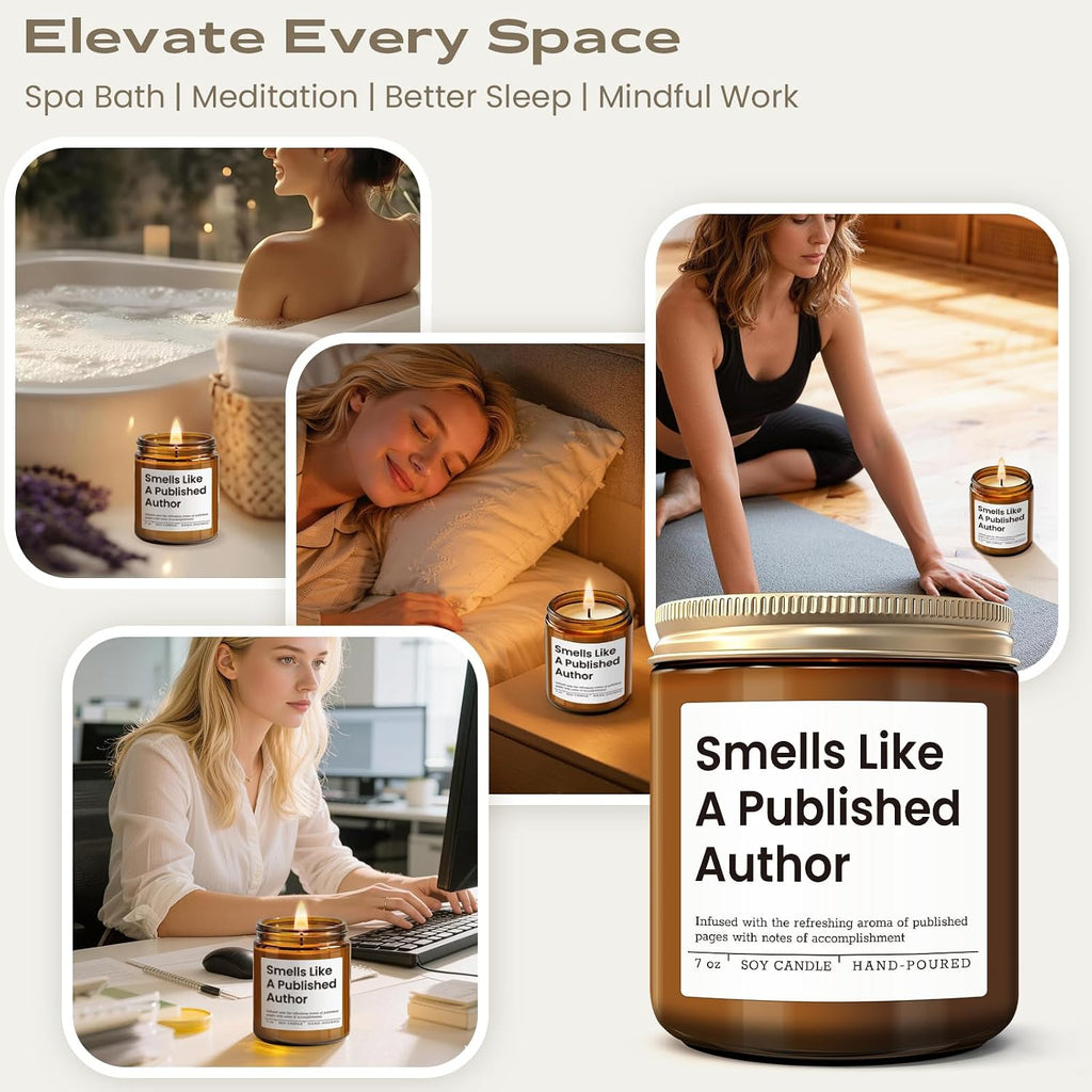 Gifts for Authors, Congrats New Author Gift for Women Men, Lavender Candle