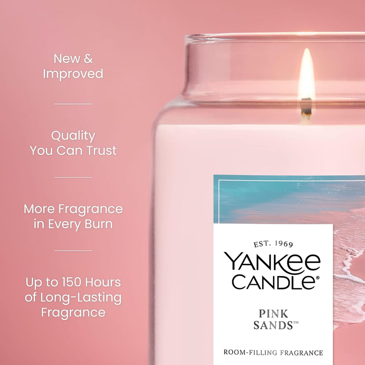 Yankee Candle Pink Sands Scented Candle, 22oz Large Jar with up to 150 Hour Burn Time, Giftable, Birthdays (Pack of 4)