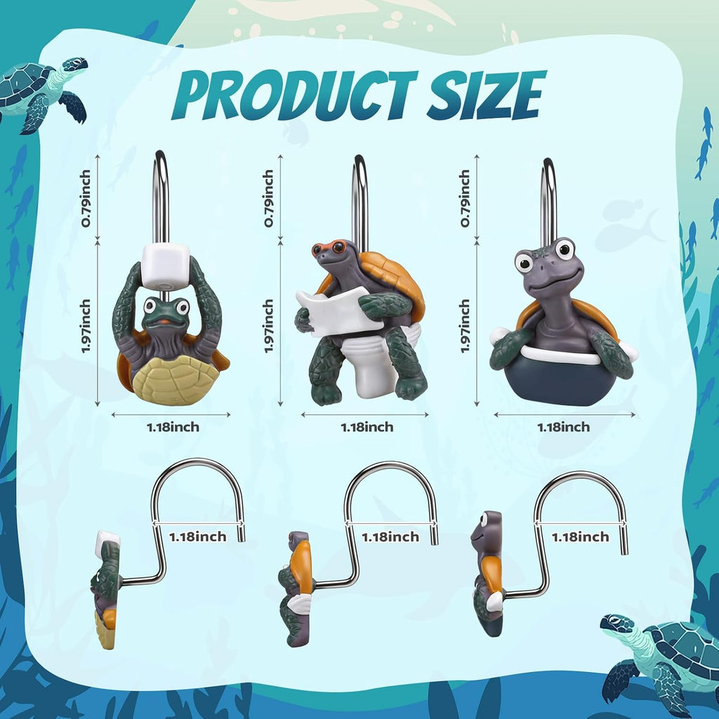 Amyhill 12 Pcs Turtle Shower Curtain Hooks, Nautical Stainless Steel