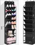 MISSLO Clear Over the Door Shoe Organizer Large Deep Pockets Hanging Shoe Rack for Closet Fit 20 Pairs Shoe Holder for Sneakers Boots Storage, Black