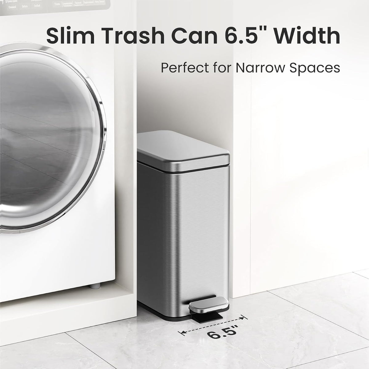 Cesun 2.6 Gallons Small Bathroom Trash Can with Lid Soft Close, Silver