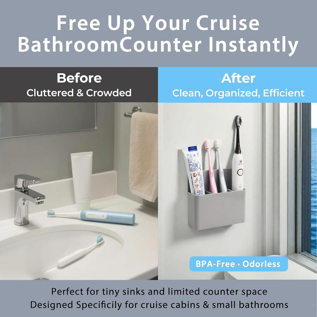Magnetic Toothbrush Holder for Cruise Ship Cabins – Cruise Essentials 2026 & Travel Must Haves – Wall-Mounted Cruise Bathroom Organizer for Alaska & Caribbean Staterooms (Green)
