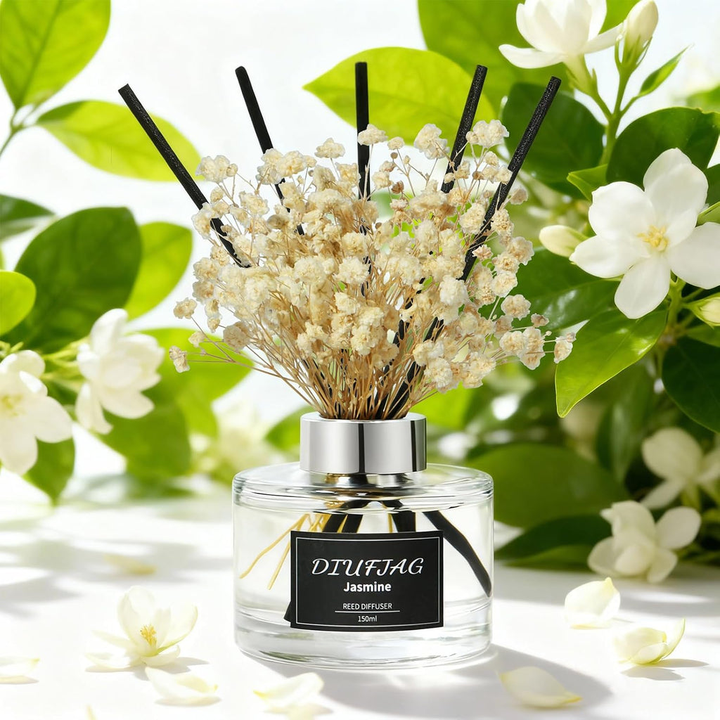 White Jasmine Reed Diffuser Set, 5.07 fl oz Scented Oil Diffuser