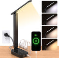 LED Desk Lamp, 10Ft Power Strip with 3 Outlets 4 USB Ports(2 USB C), Black