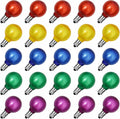 25 Pack G40 Frosted Multi-Color LED Replacement Bulbs, Shatterproof LED Globe Light Bulbs for Indoor Outdoor Christmas String Lights, 0.6W Energy Saving String Light Bulbs, E12/C7 Candelabra Base