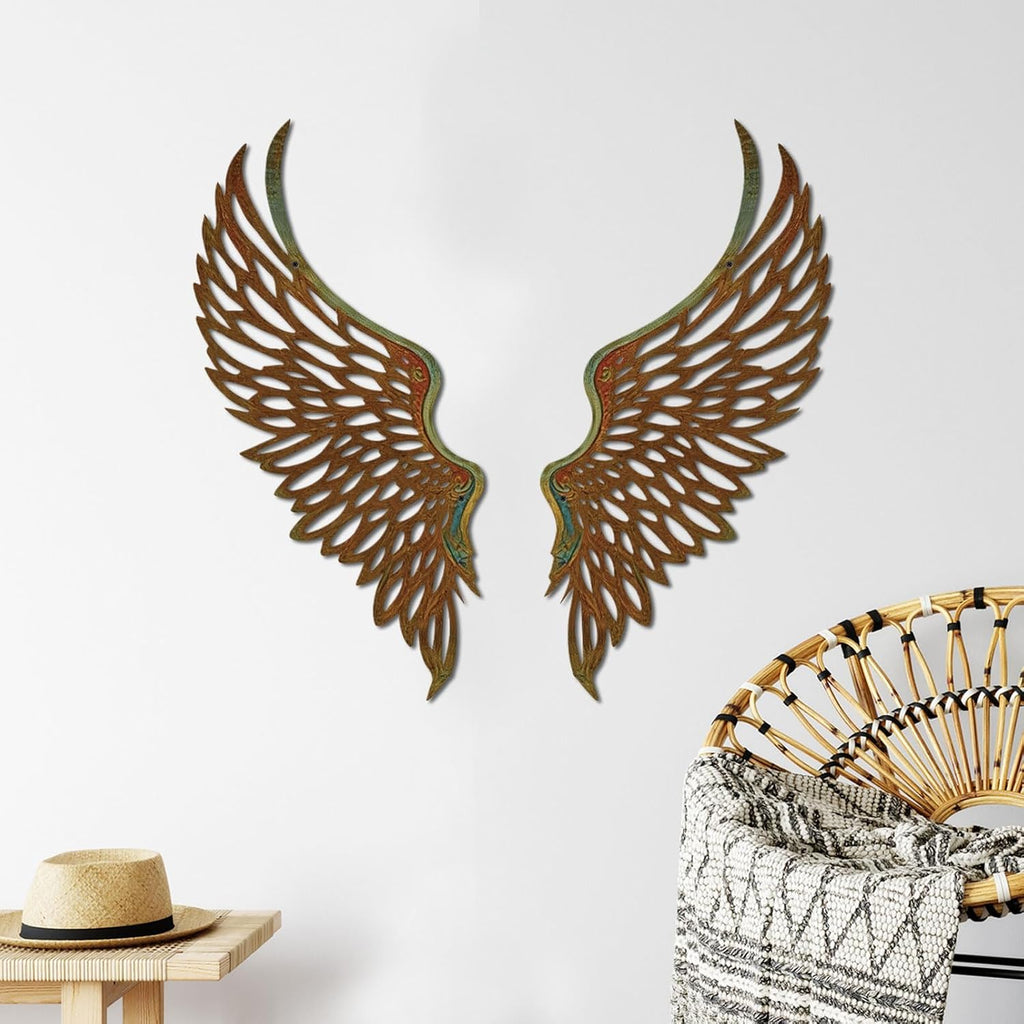 DUOOLN Angel Wings Metal Wall Decor Art, Abstract Butterfly Sculpture-Gold