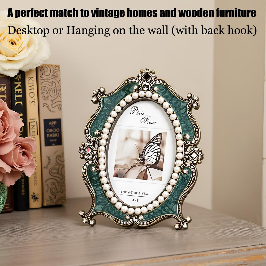 Vintage Metal Picture Frame 4x6,Anniversary Birthday Wedding Gift
