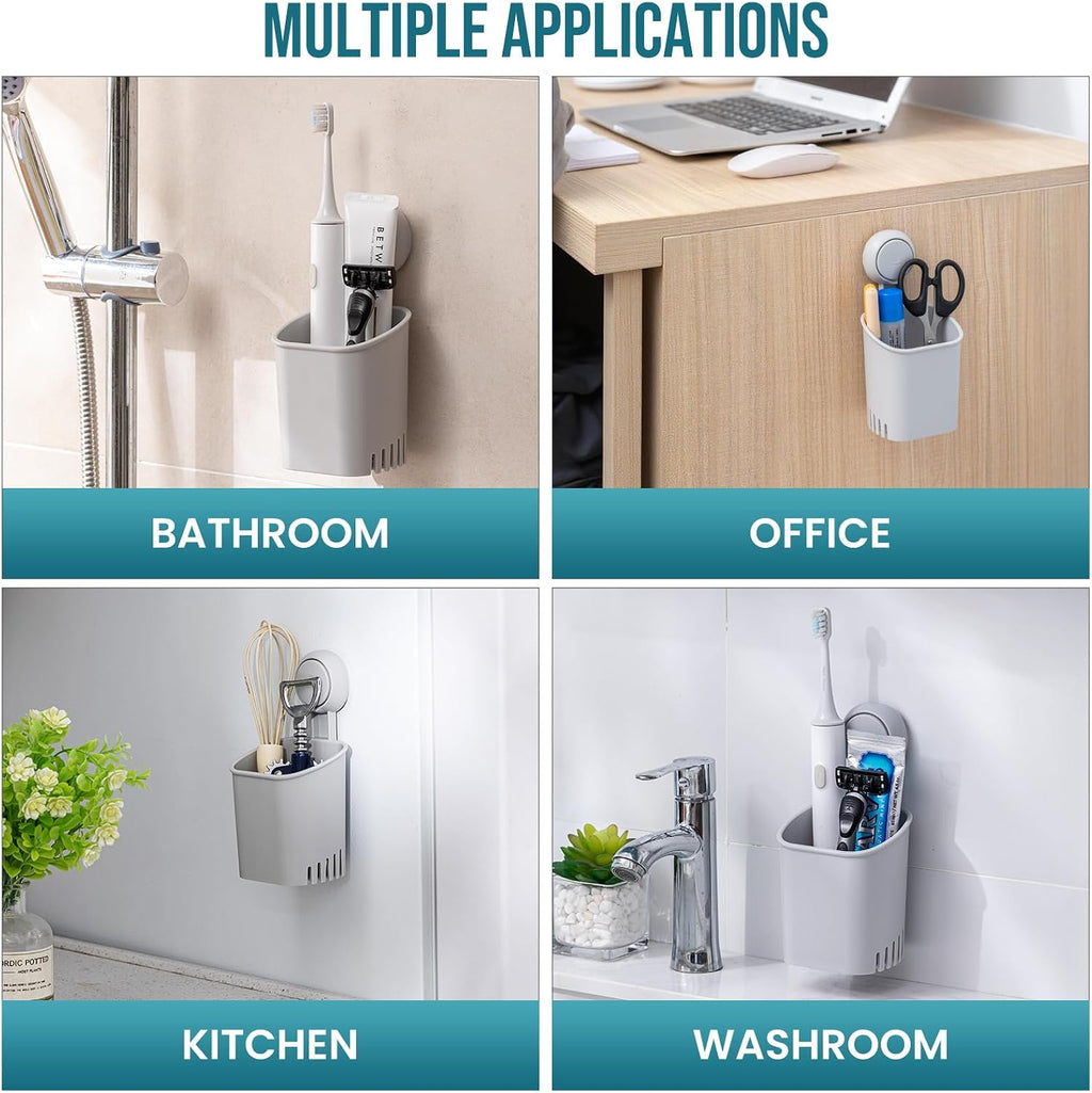 TAILI Suction Cup Toothbrush Holders for Bathroom Wall Mounted, Gray