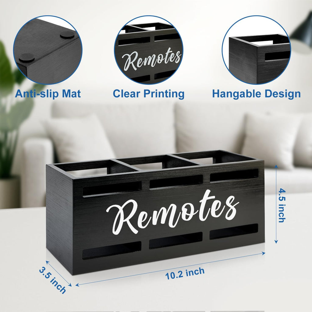 Wood Black TV Remote Organizer Wall Mount Remote Control Holders for Table