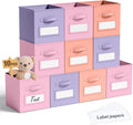 10 Pack Fabric Storage Cubes with Label 11" Collapsible Cube Bins, Pastel