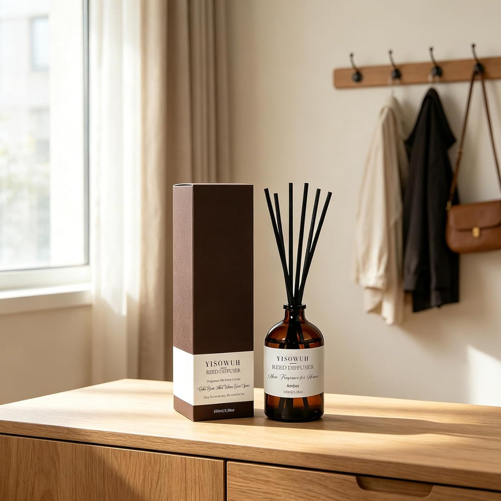 Reed Diffuser Amber 3.38oz (100ml) Air Freshener with Sticks