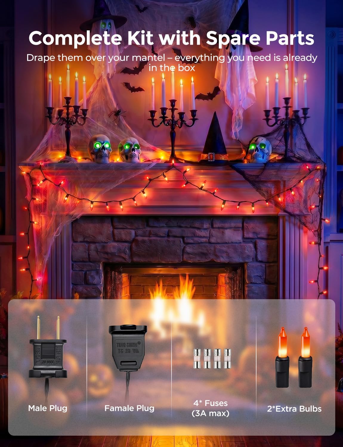 Brightown 20Ft Orange Halloween Fall Lights for Outdoor Indoor Decorations