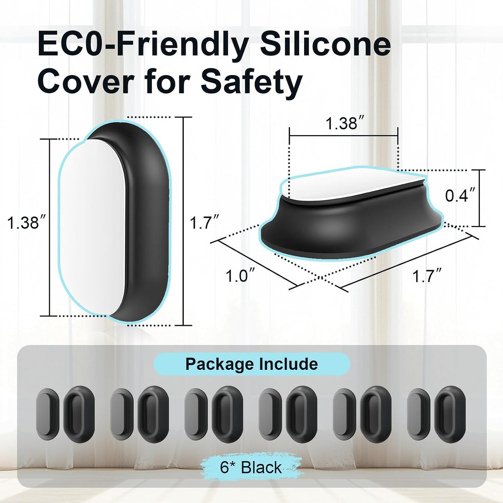 Magnetic Silicone Remote Control Holder Wall Mount for TV Fan 6 Pack Black