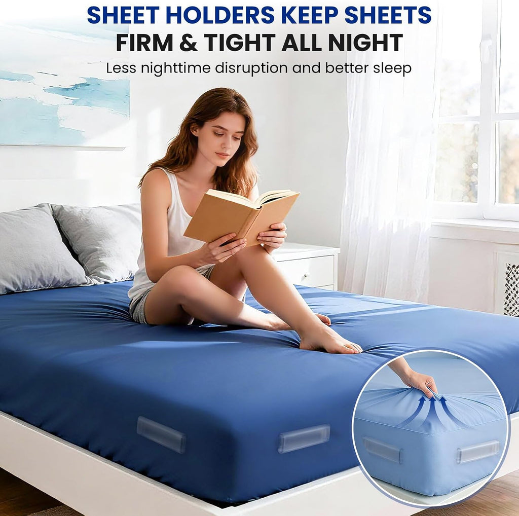Bed Sheet Holders for Corners, Fitted Sheet Holders for Secure Grip, 4Pack