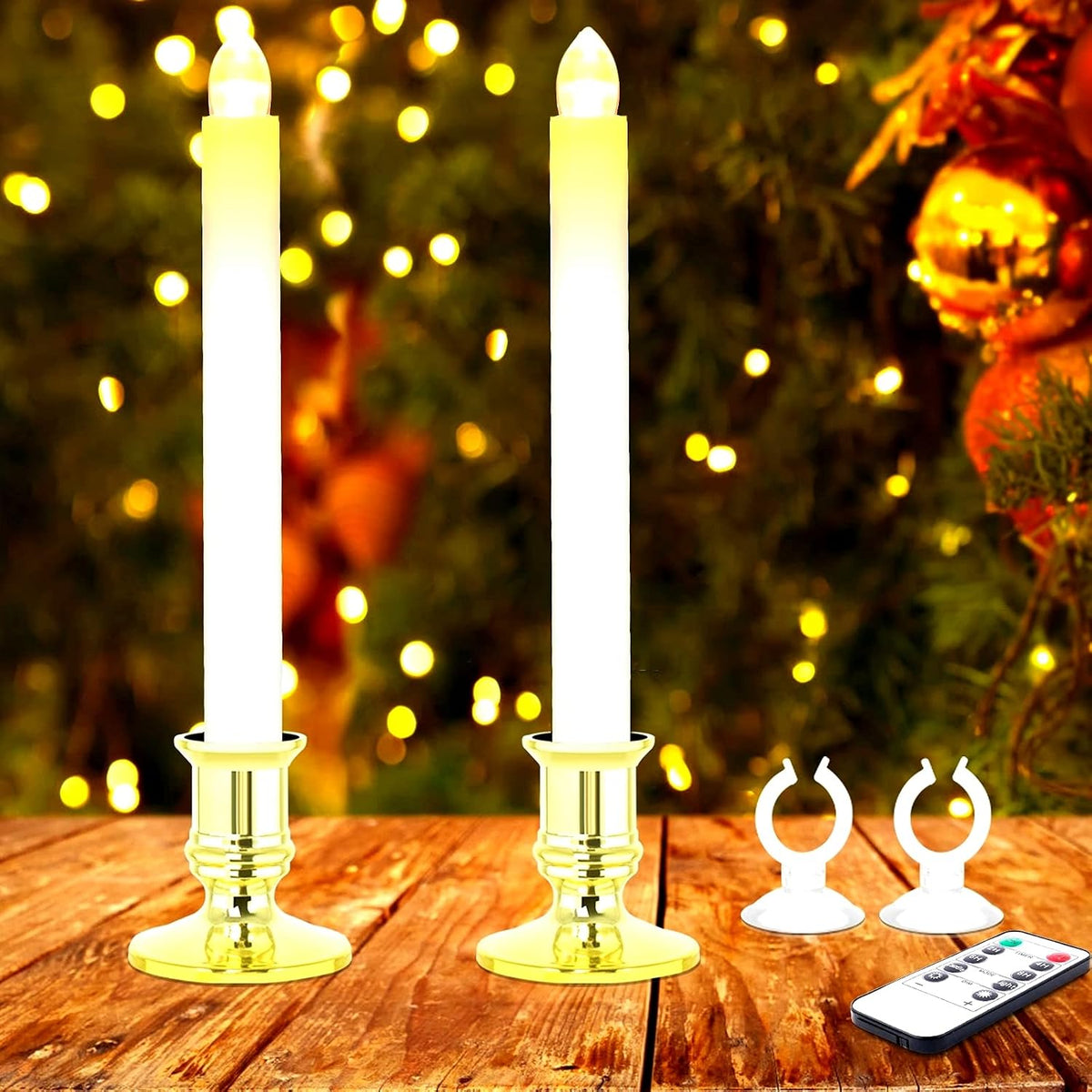 Window Candles 2 Pack Battery Operated Flameless Taper Candles