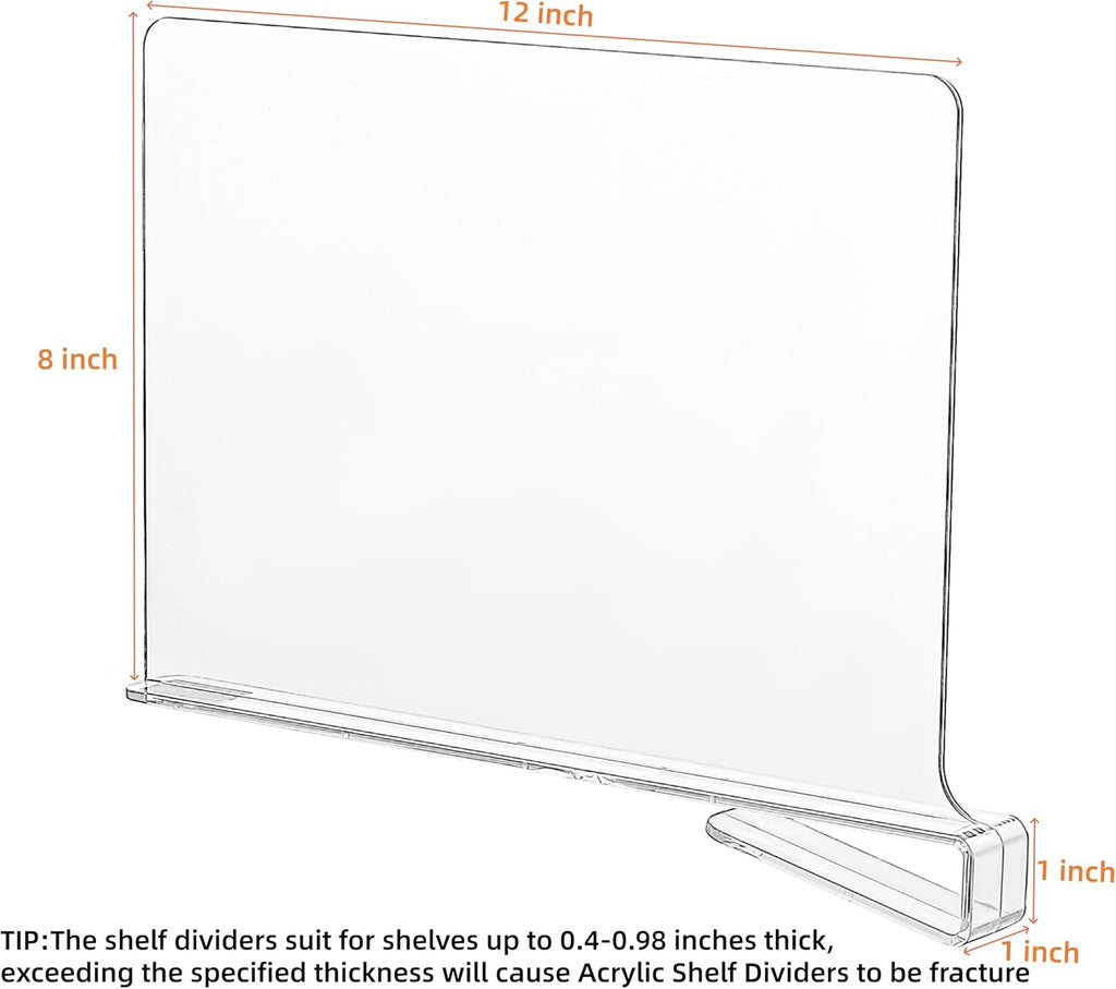 CY craft Acrylic Shelf Divider,Wood Shelf Dividers,Clear Closet Shelf Separators Clothing Organizer Perfect for Bedroom Shelving Organization and Kitchen Cabinet Shelf Storage,6 PCS
