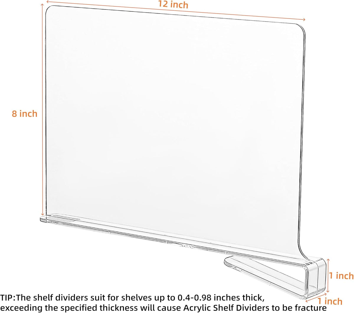 CY craft Acrylic Shelf Divider,Wood Shelf Dividers,Clear Closet Shelf Separators Clothing Organizer Perfect for Bedroom Shelving Organization and Kitchen Cabinet Shelf Storage,6 PCS