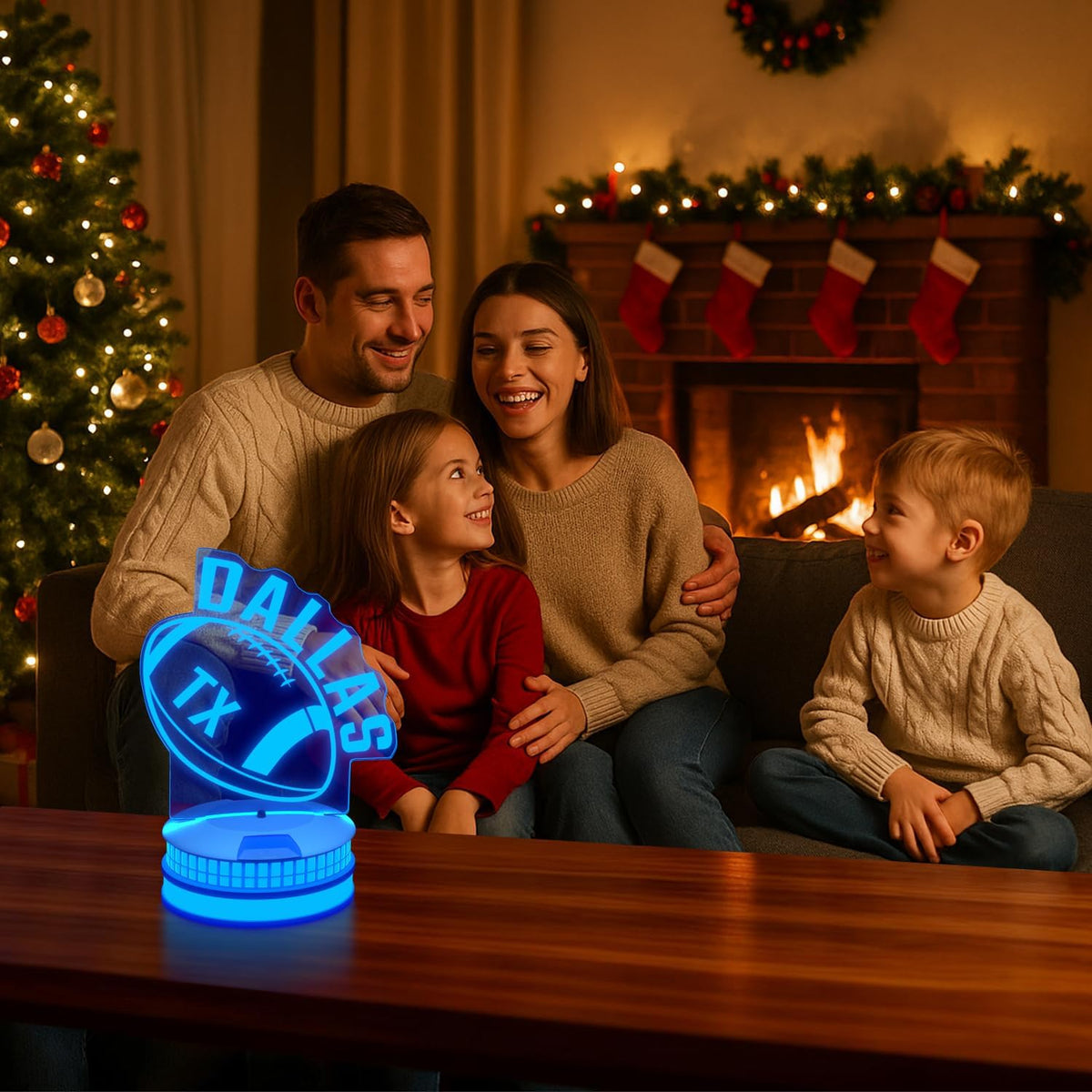 CLORURBANLIVE 3D Football Dallas Night Light 3D Illusion Lamp with Remote Control 16 Color Options Sports Decor Lighting for Fans - Multicoloured OneSize