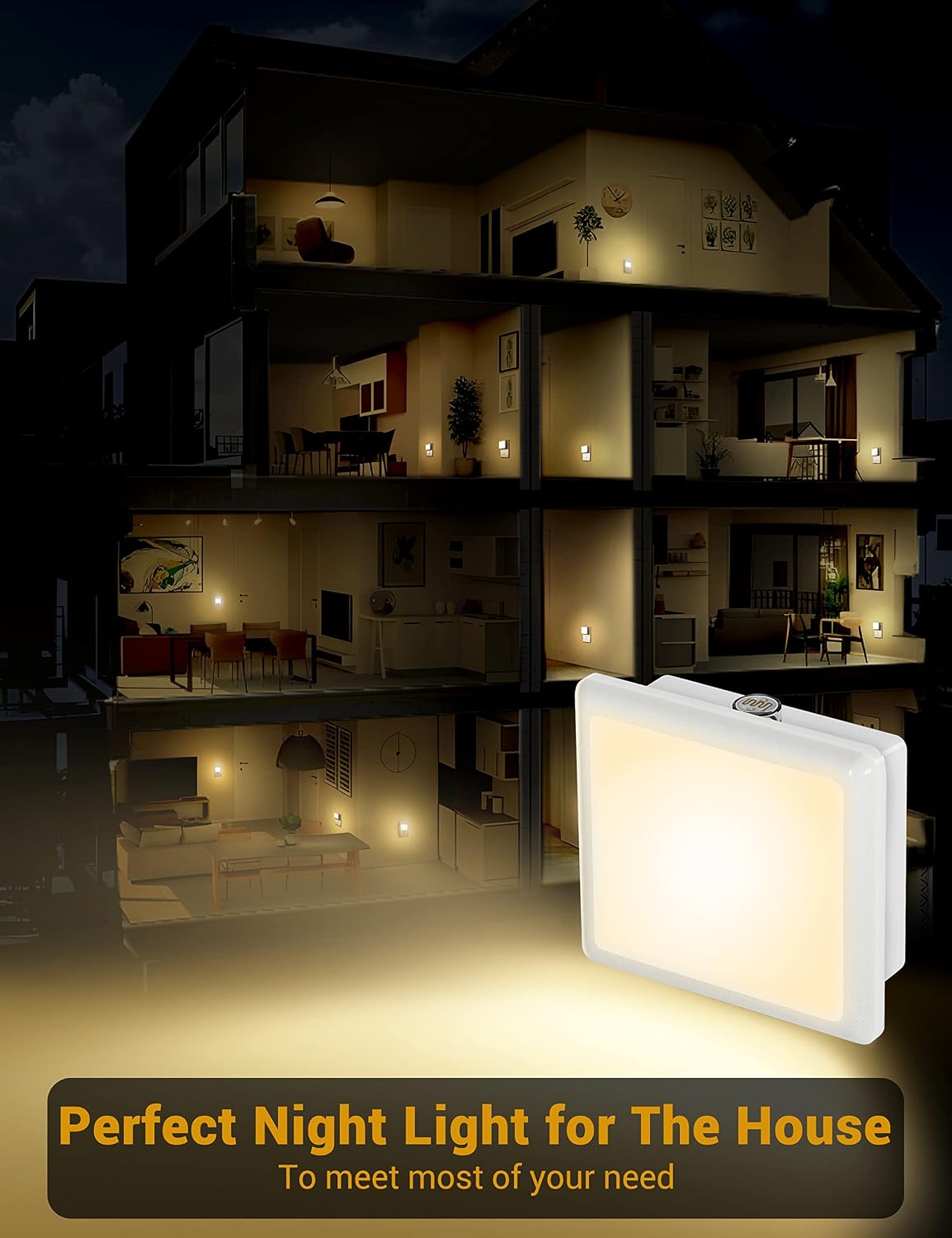 JandCase Night Lights Plug into Wall 2Pack,Plug in Night Light Dusk-to-Dawn