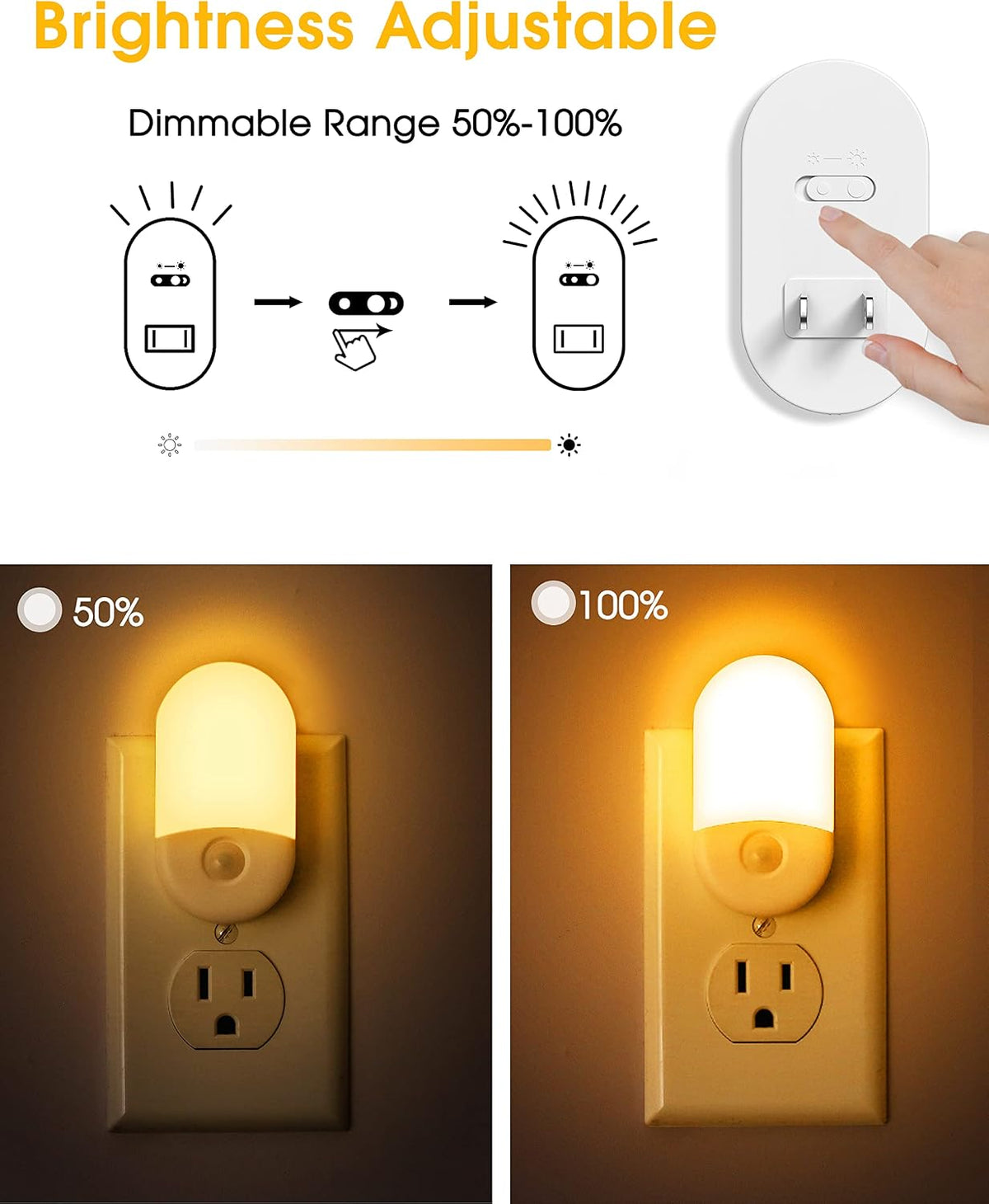 L LOHAS LED Amber Night Light, Night Lights Plug into Wall[2 Pack]