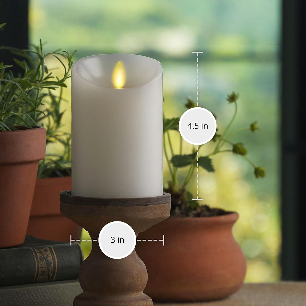 Luminara - Flameless LED Battery Operated Flickering Pillar Candles - White - Pack of 1-3x4.5 - Realistic Moving Flame Real Wax Indoor/Outdoor Decor