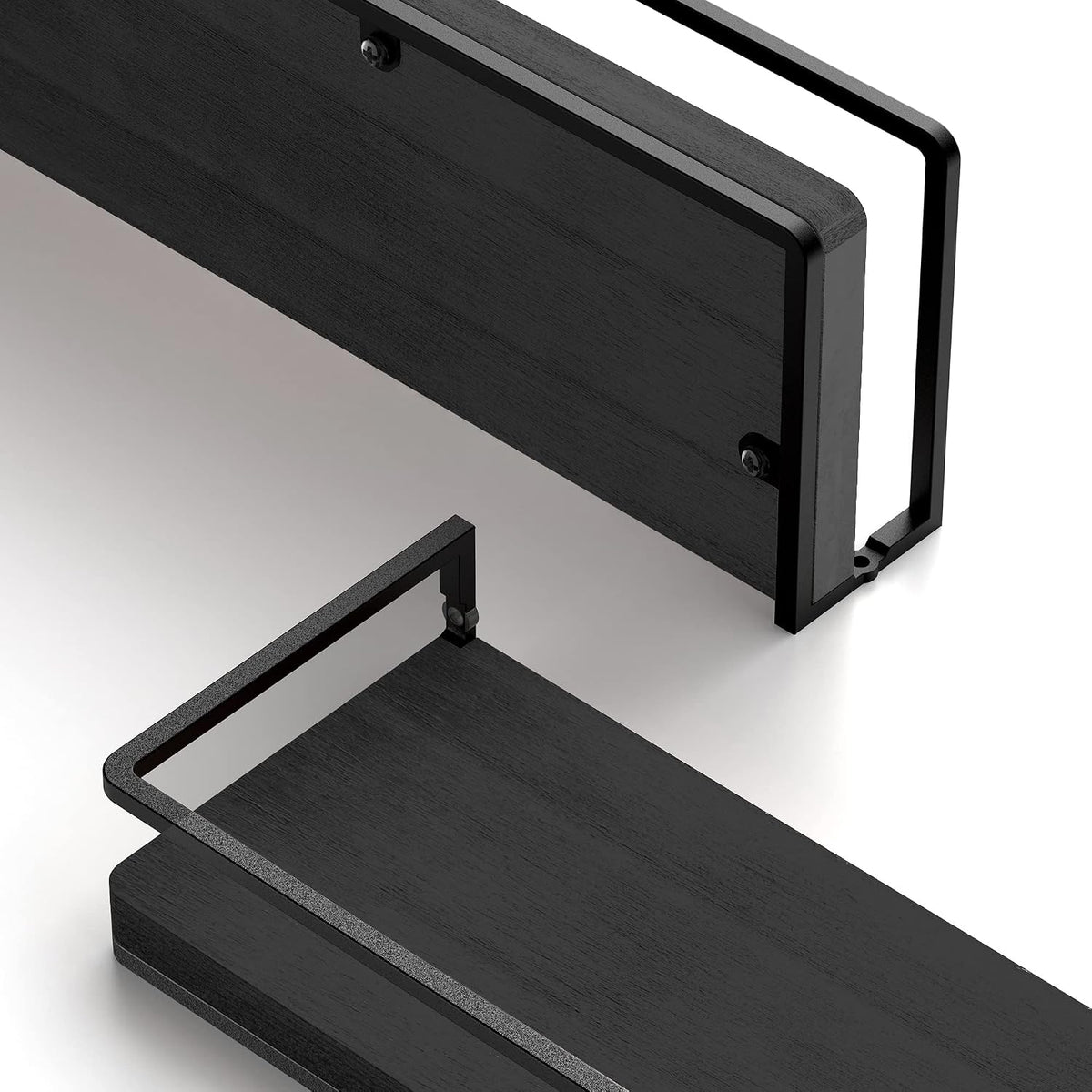 Meangood Black Floating Shelves for Wall, 17 inch Bathroom Shelf, Set of 2