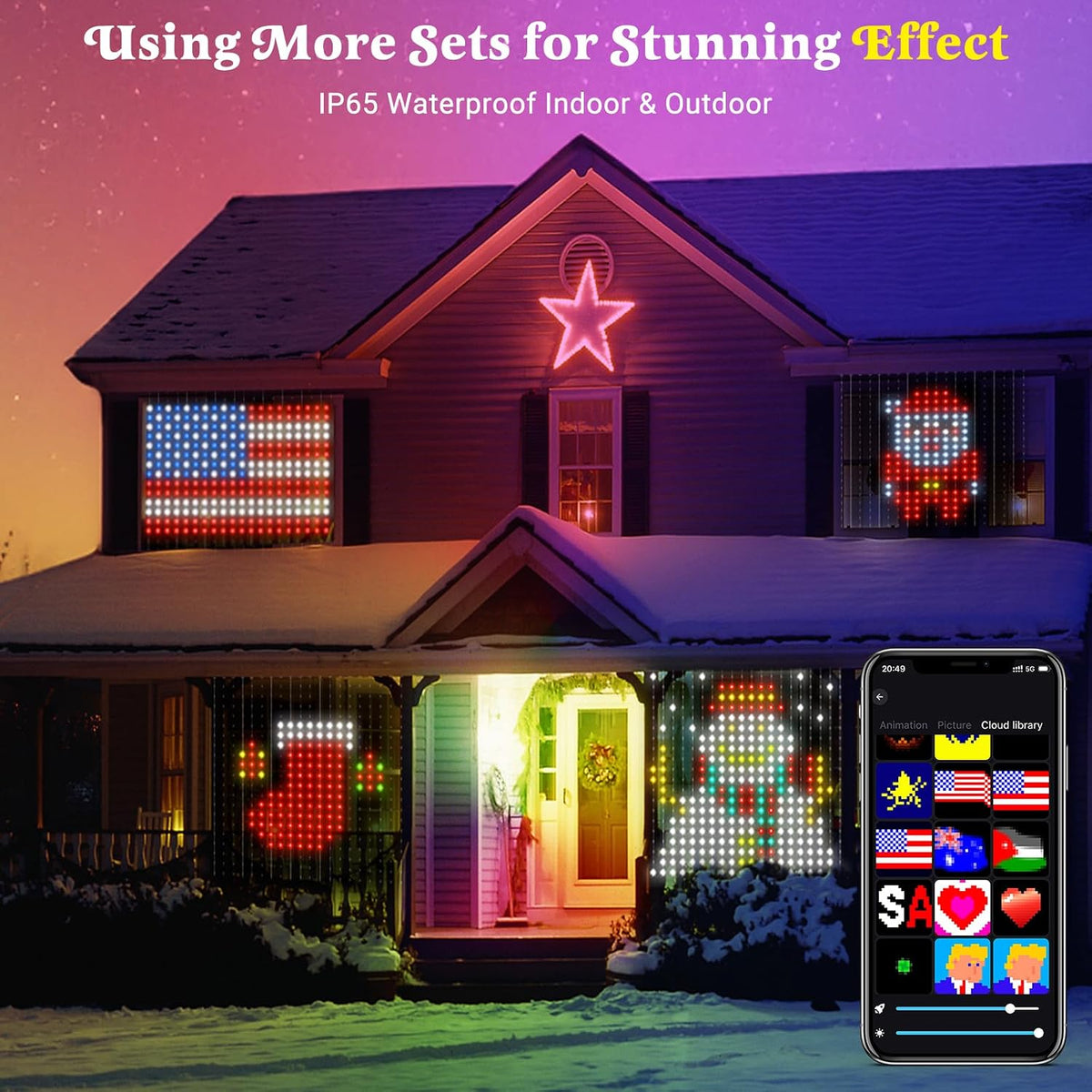 CoziTech Smart Curtain Lights 400 LED, Color Changing LED Curtains Light 6.6 * 6.6 FT, DIY Fairy String Christmas Light Curtain for Bedroom Backdrop Party Outdoor Halloween Decor (APP +Remote Control)
