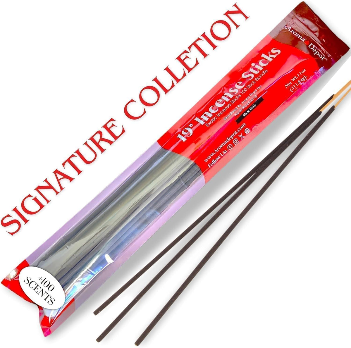 Aroma Depot 19'' Strawberry Most Exotic Incense Sticks. One Bundle Approx 27 to 30 Sticks, Jumbo 19 inch Long, Natural 19'' Extra Large Incense Sticks. Burns for 3 to 4 Hours Each. Long Lasting
