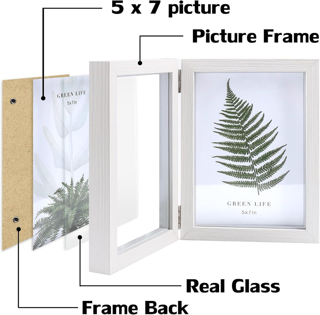 Double 5x7 Picture Frame Wood Photo Frames with Glass (White)